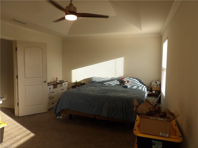 5304 Smoky Ridge Ln, Winston-Salem, NC 27127 - bedroom featuring ornamental molding, carpet flooring, and a ceiling fan