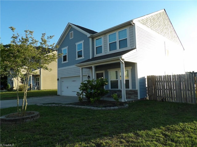 5304 Smoky Ridge Ln, Winston-Salem, NC 27127 - view of front of property with an attached garage, driveway, and a porch