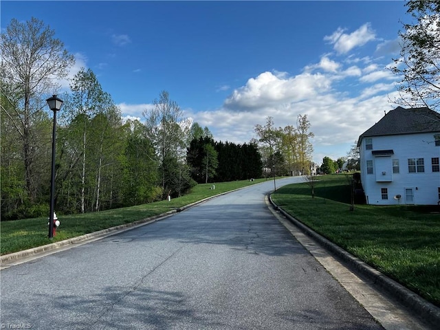 view of road with curbs and street lighting