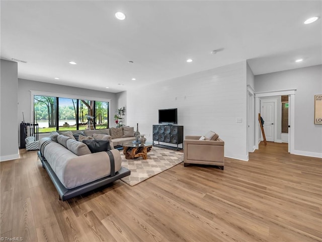 1579 Sunset Pointe Dr, Salisbury, NC 28146 - living area featuring light wood-style flooring, baseboards, and recessed lighting