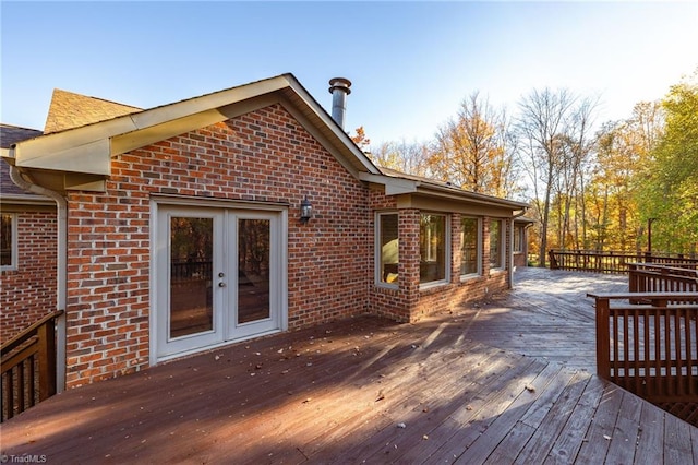 wooden deck with french doors