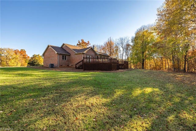 view of yard with a deck