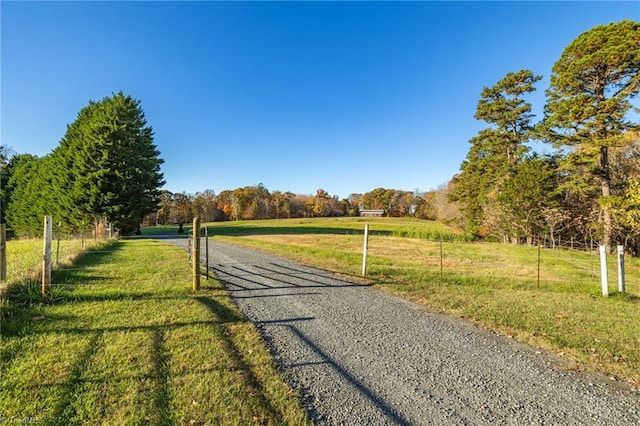 view of street featuring a rural view