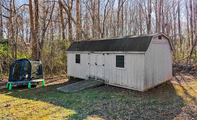 view of shed featuring a trampoline