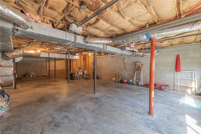 view of unfinished basement