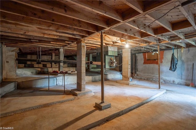 view of unfinished basement