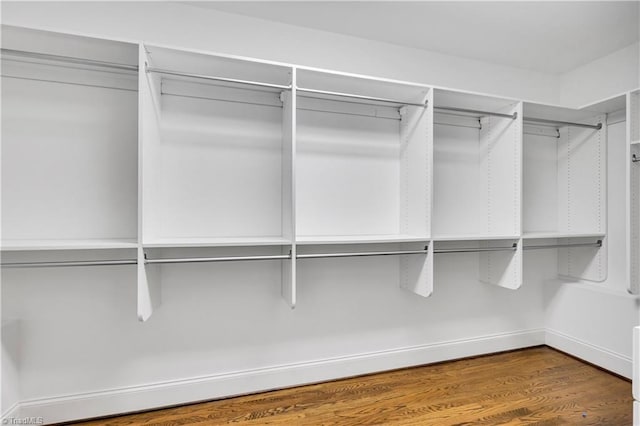 walk in closet featuring wood-type flooring