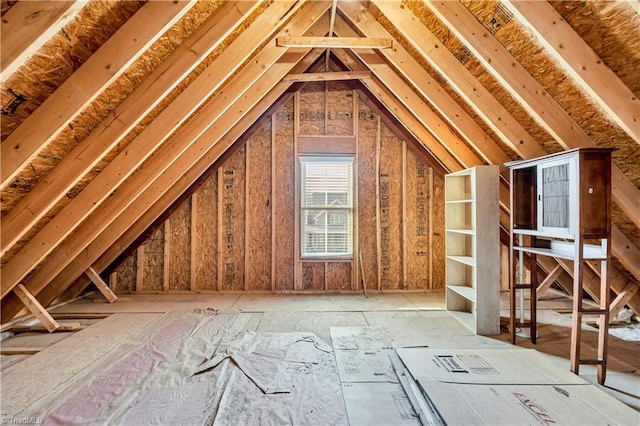 view of unfinished attic