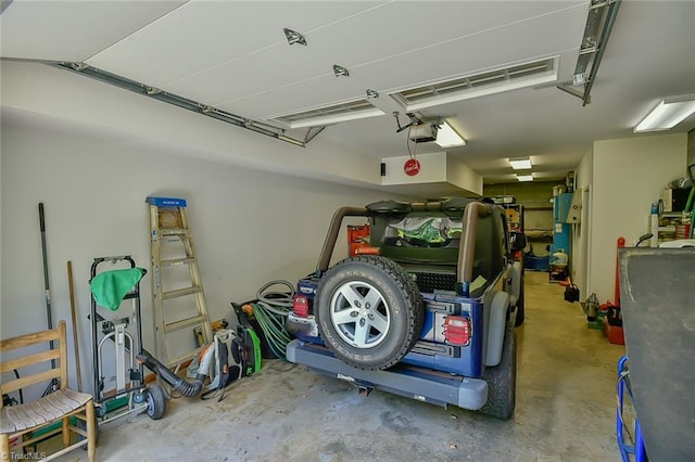 garage with a garage door opener