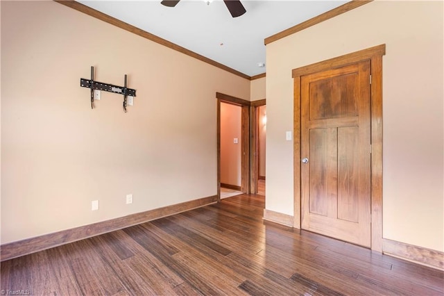 1420 Burnetts Chapel Rd, Greensboro, NC 27407 - unfurnished room featuring wood finished floors, ceiling fan, crown molding, and baseboards