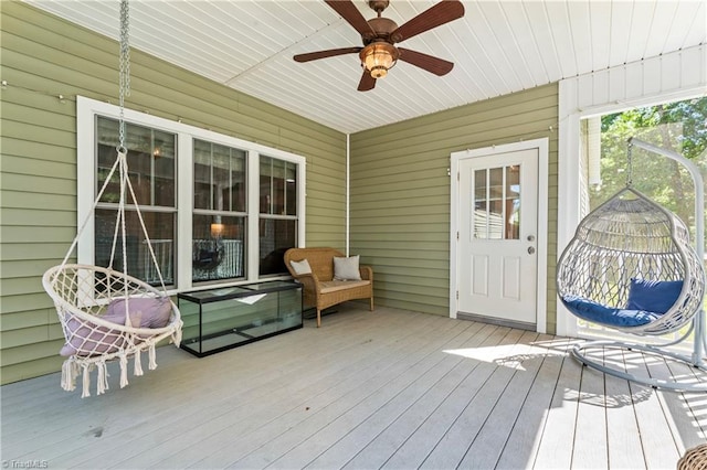 1420 Burnetts Chapel Rd, Greensboro, NC 27407 - deck with a ceiling fan