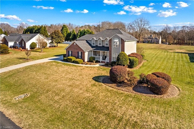 view of front of property with a front lawn