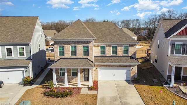 view of front property with a garage