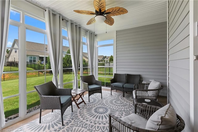 254 Kilbourne Dr, Advance, NC 27006 - sunroom / solarium with ceiling fan and outdoor lounge area