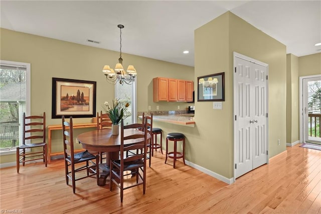 196 Evergreen Springs Ct Unit 602, Blowing Rock, NC 28605 - dining area with a chandelier, light wood-style flooring, baseboards, and recessed lighting