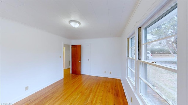 spare room featuring light hardwood / wood-style floors