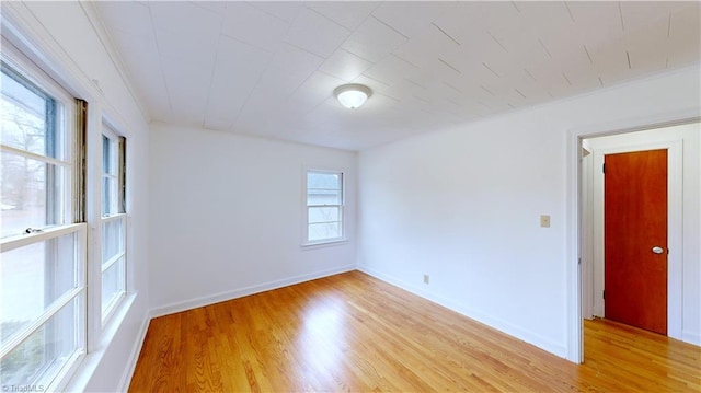 spare room featuring light hardwood / wood-style flooring