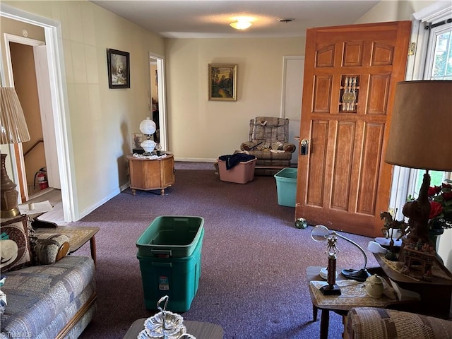 living room featuring carpet floors