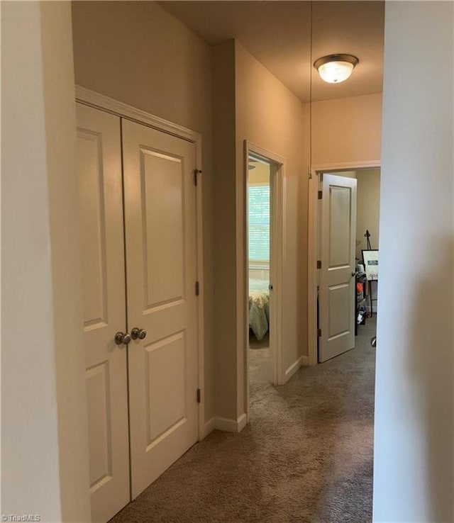 hall with carpet and baseboards