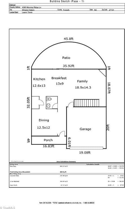 4385 Morning Ridge Ln, Winston-Salem, NC 27101 - view of floor plan / room layout