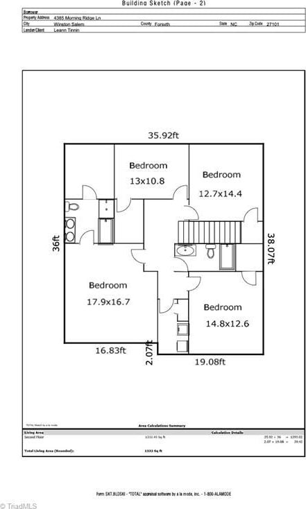 4385 Morning Ridge Ln, Winston-Salem, NC 27101 - view of room layout