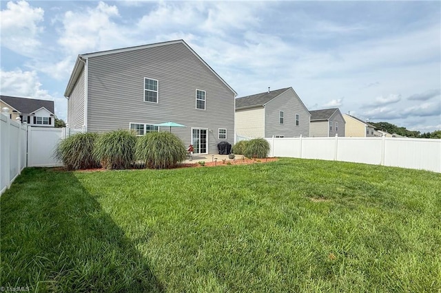 4385 Morning Ridge Ln, Winston-Salem, NC 27101 - back of property with a fenced backyard and a patio