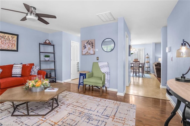 4385 Morning Ridge Ln, Winston-Salem, NC 27101 - living area with wood finished floors and ceiling fan