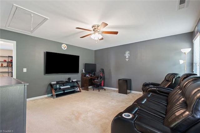 1951 Rubywood St, Greensboro, NC 27405 - carpeted living area with attic access and ceiling fan