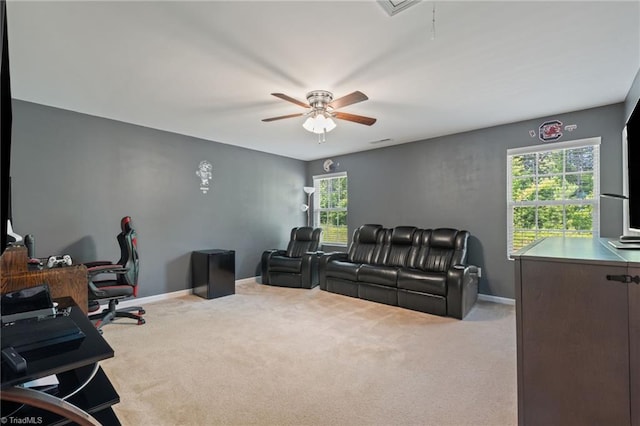 1951 Rubywood St, Greensboro, NC 27405 - carpeted home office with ceiling fan, plenty of natural light, and attic access