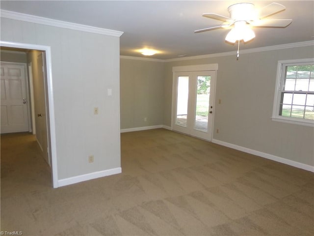 203 Turkey Hill Dr, King, NC 27021 - empty room featuring a ceiling fan, crown molding, and carpet flooring