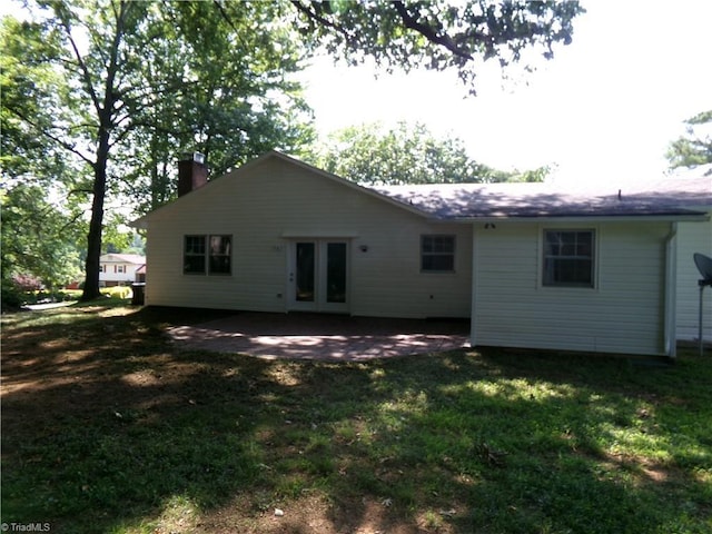 203 Turkey Hill Dr, King, NC 27021 - back of property featuring a chimney, a yard, a patio, and french doors