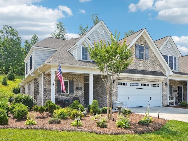 1659 Angus Ridge Dr, Kernersville, NC 27284 - view of front of property with covered porch, driveway, an attached garage, and a shingled roof
