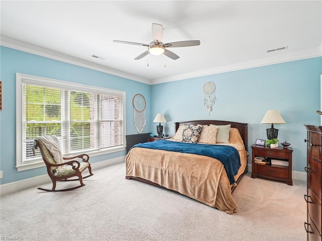 1659 Angus Ridge Dr, Kernersville, NC 27284 - bedroom featuring carpet, crown molding, baseboards, and ceiling fan