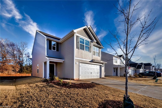 view of front of property with a garage