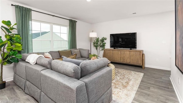 living room with hardwood / wood-style flooring