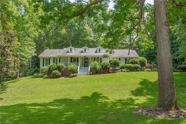 250 Oakmont Ter, Lexington, NC 27295 - new england style home with a porch, a chimney, and a front yard