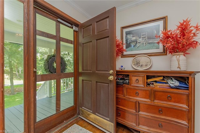250 Oakmont Ter, Lexington, NC 27295 - doorway with wood finished floors and crown molding