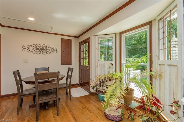250 Oakmont Ter, Lexington, NC 27295 - dining area with crown molding and light wood-style floors