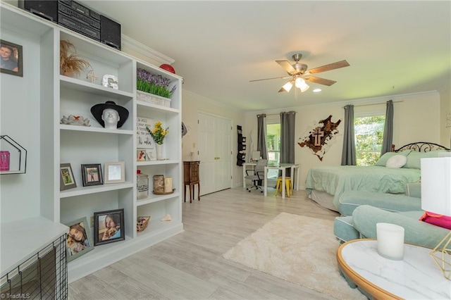 250 Oakmont Ter, Lexington, NC 27295 - bedroom with crown molding, wood finished floors, and a ceiling fan