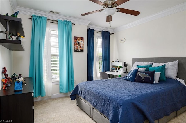 15 Orchard Grass Ct, Greensboro, NC 27410 - carpeted bedroom with crown molding and a ceiling fan