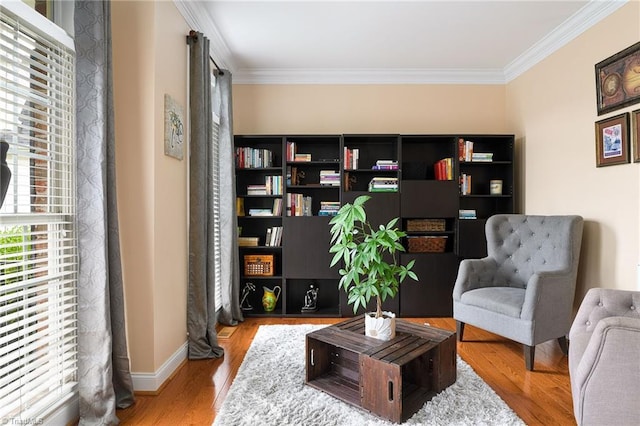 15 Orchard Grass Ct, Greensboro, NC 27410 - sitting room with ornamental molding, wood finished floors, and baseboards