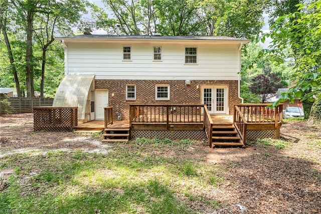 1 Red Fern Ct, Greensboro, NC 27455 - back of property with brick siding, french doors, and a wooden deck