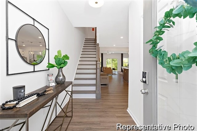 6926 Baler Way Unit 19, Thomasville, NC 27360 - entryway with stairway, wood finished floors, and recessed lighting