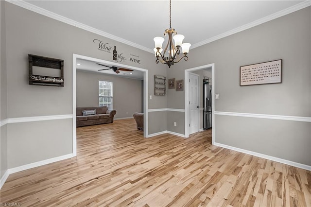 6416 Rock Springs Rd, Greensboro, NC 27410 - unfurnished dining area with ornamental molding, wood finished floors, and a chandelier