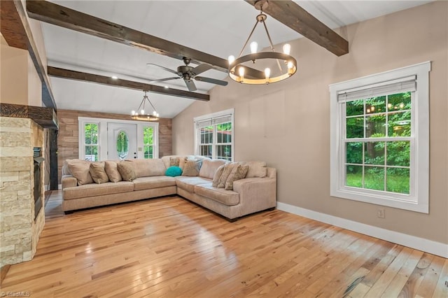 2796 Grant Trl, Randleman, NC 27317 - living area with a chandelier, plenty of natural light, light wood-style flooring, and baseboards