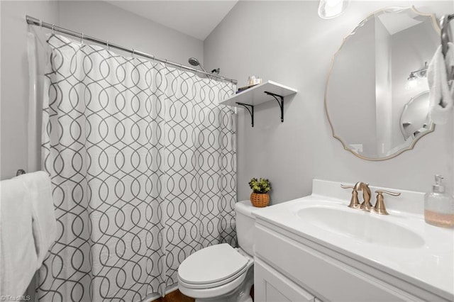 4215 Chippenham Ct, Graham, NC 27253 - bathroom with vanity, toilet, and curtained shower