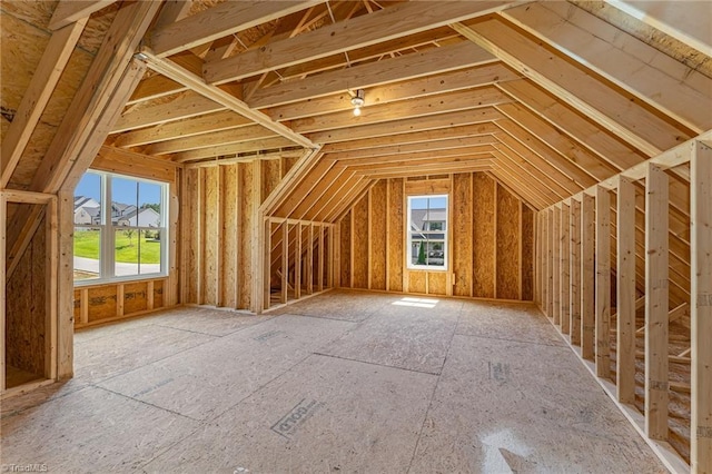 view of unfinished attic