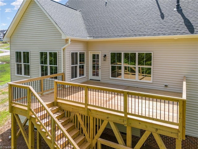 wooden deck with stairway