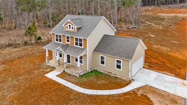 view of front of property featuring covered porch