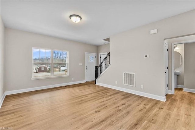 unfurnished living room featuring light hardwood / wood-style floors